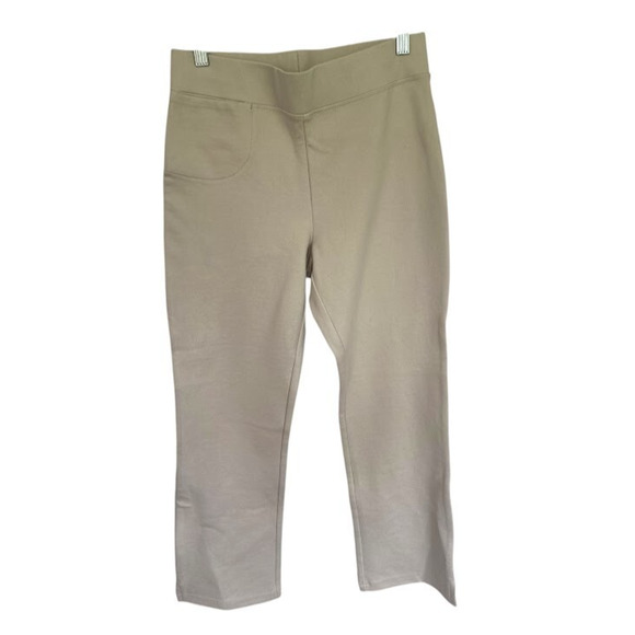 Quince Pants - Quince Womens Ultra-Stretch Ponte Pants Kick Flare Ecru Beige Size Small Neutral